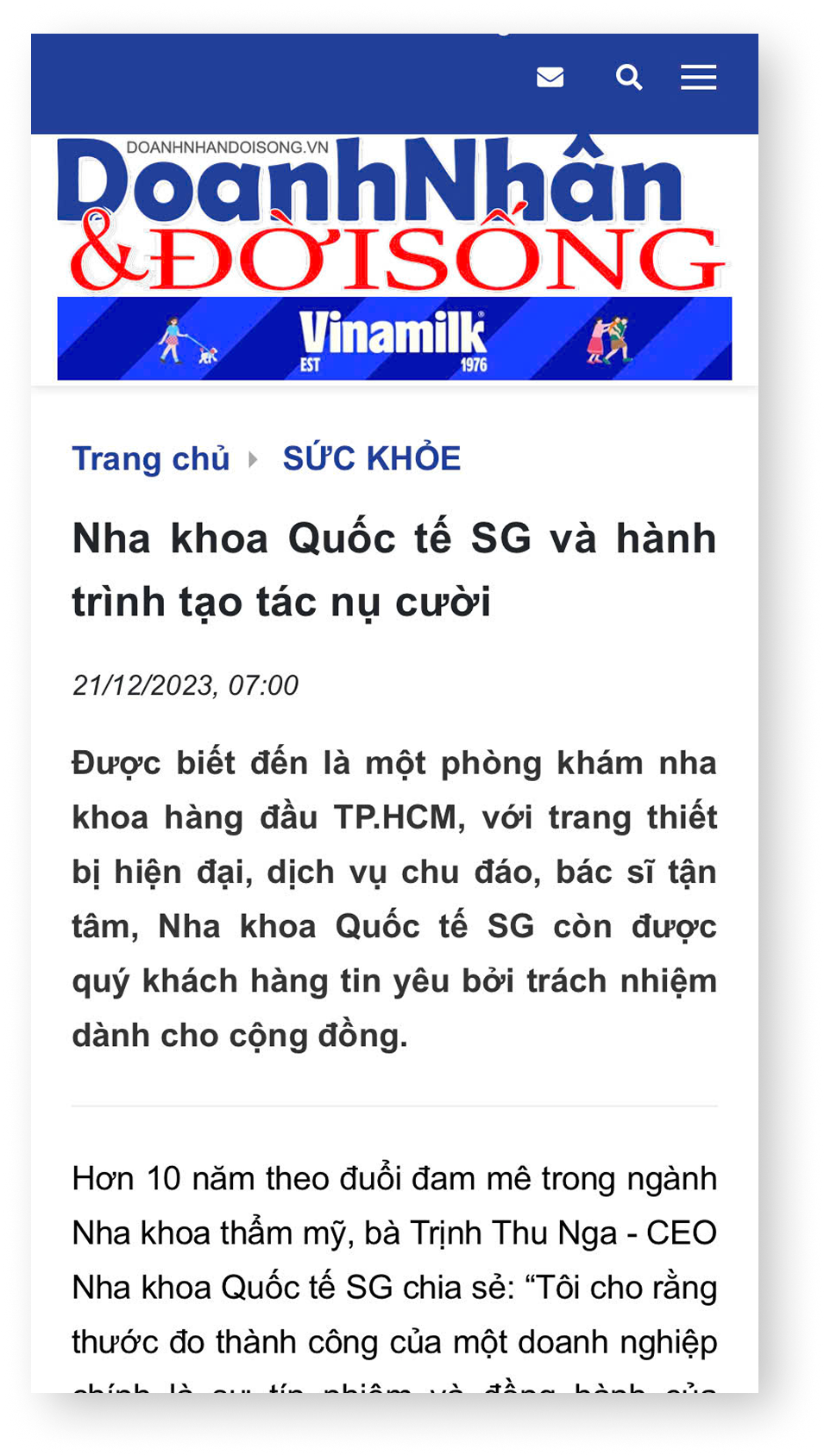 Báo doanh nhân và đời sống