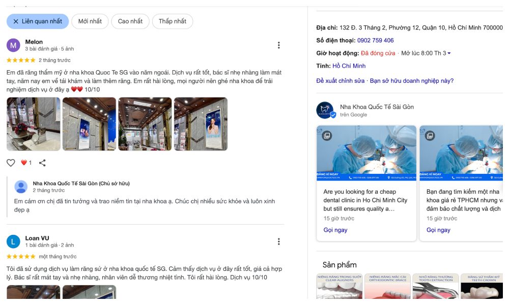Nha Khoa Quốc Tế Sài Gòn Review từ khách hàng của Nha Khoa Quốc Tế Sài Gòn