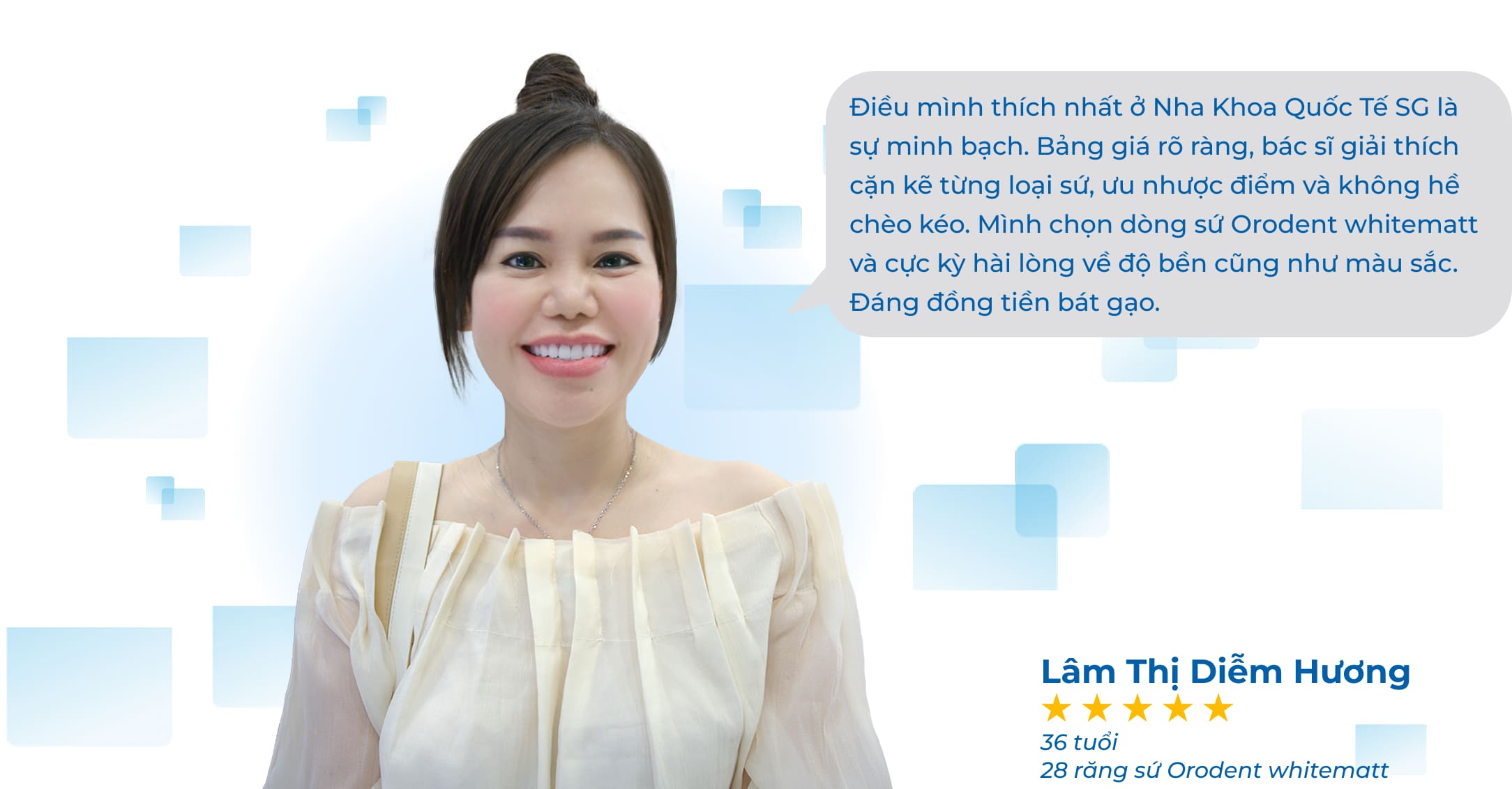 chị hương làm răng sứ thẩm mỹ tại nha khoa uy tín quận 10