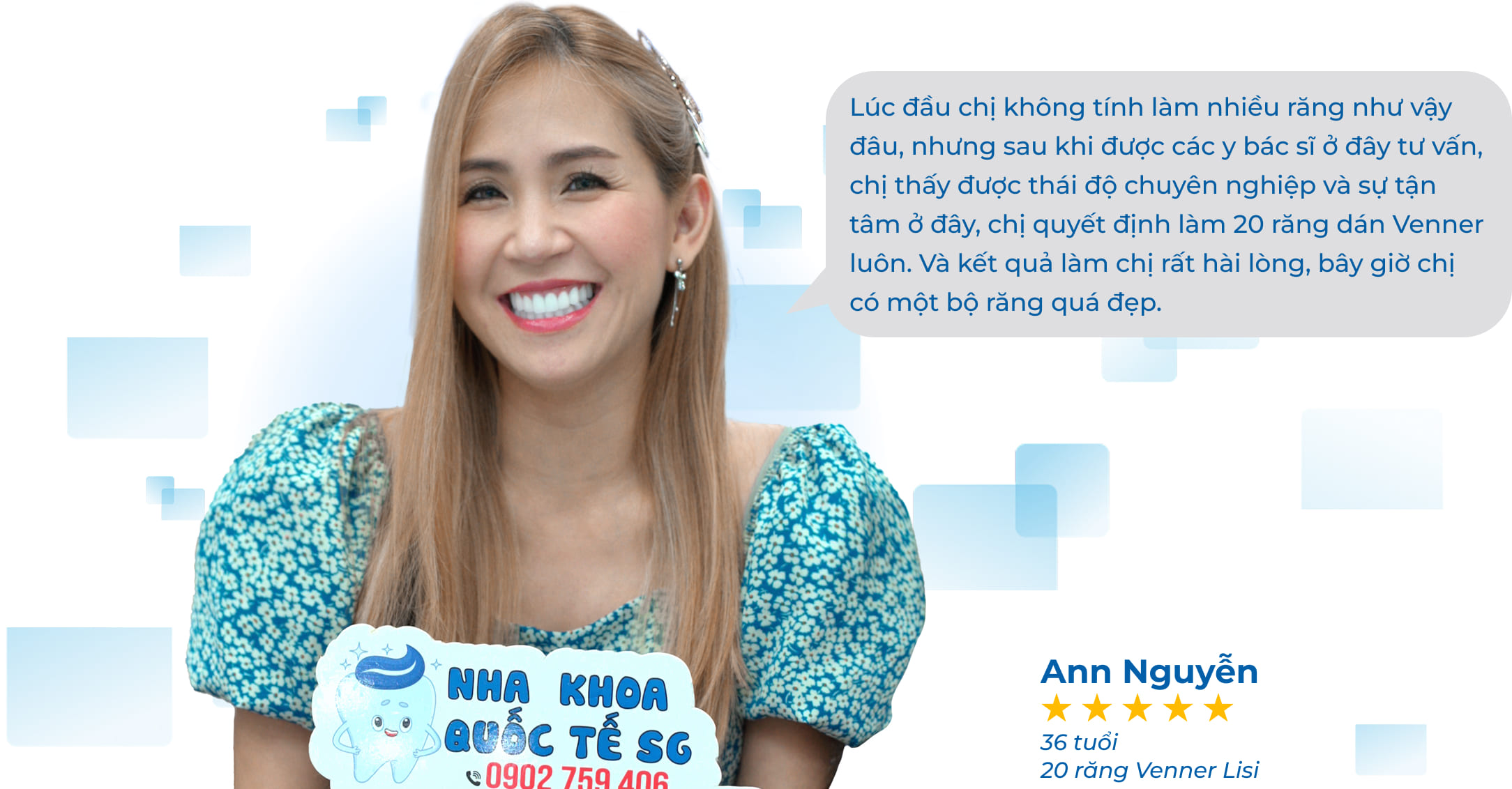 chị ann thực hiện dán sứ venner