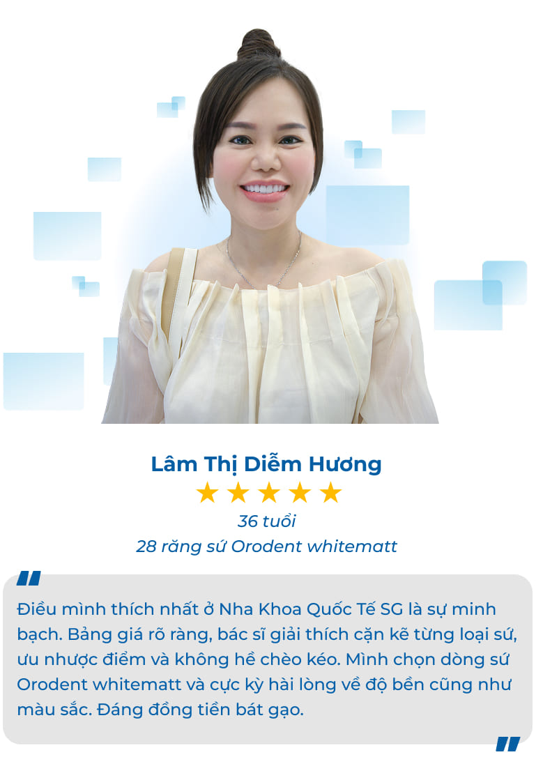 chị hương làm răng sứ thẩm mỹ tại nha khoa uy tín quận 10