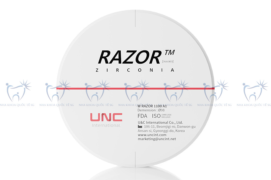 Phôi sứ RAZOR Zirconia chính hãng từ tập đoàn UNC International (Hàn Quốc)