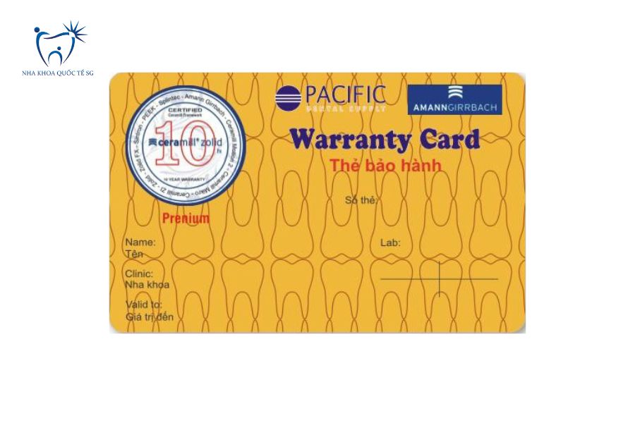 Thẻ bảo hành răng sứ Ceramill Premium chính hãng